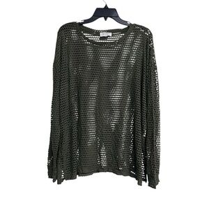 NWT Dark Green Mesh Knit Fishnet Shirt Layering Piece Sheer 2XL